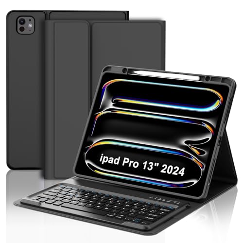 Tastatur für iPad Pro 13 2024 (M4), Schutzhülle mit Tastatur für iPad Pro 7 Generation, magnetische abnehmbare Bluetooth-Tastatur QWERTY Italienisch für iPad Pro 7 Gen(M4) 13 Zoll 2024, Schwarz von WINCHKING