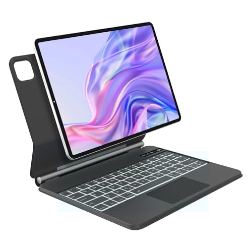 Magic Keyboard Tastatur Hülle für iPad Air 11 (M3/M2) 2025/2024 - iPad Air 6./5./4. Gen und Pro 11 Zoll 4./3./2./1 Beleuchtete Tastatur Magnetische Freischwebende Design QWERTZ Layout Mausgrau von WINCHKING