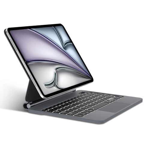 NEW VISION Magic Keyboard iPad Air 11 Zoll (M3/M2) 2025/2023, Tastatur für Pro 11 Zoll 4./3./2./1. und Air 5./4, Beleuchtete Tastatur mit Trackpad, Freischwebendes Standdesign QWERTZ Layout, Schwarz von WINCHKING