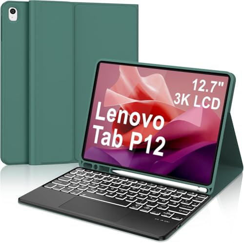 WINCHKING Tastatur Hülle für Lenovo Tab P12 12.7 Zoll 2023, Tastatur für Lenovo Tab P12 Tablet, 7 Farben Beleuchtung Magnetisch Abnehmbarer, QWERTZ Layout (Dunkelgrün-Touchpad) WINCHKING Tastatur Hülle für Lenovo Tab P12 12.7 Zoll 2023, Tastatur für Lenovo Tab P12 Tablet, 7 Farben Beleuchtung Magnetisch Abnehmbarer, QWERTZ Layout (Dunkelgrün-Touchpad) von WINCHKING