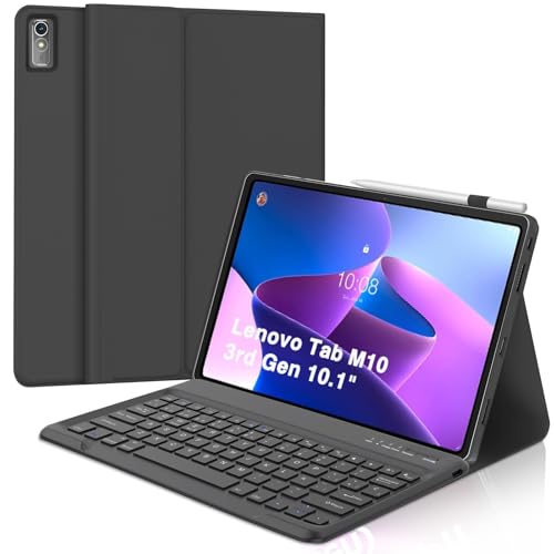 WINCHKING Tastatur Hülle für Lenovo Tab M10 (3rd Gen) 10,1 Zoll, Bluetooth Tastatur für Lenovo Tab M10 Tablet 2022, Magnetisch Abnehmbarer und QWERTZ Layout, Schwarz von WINCHKING