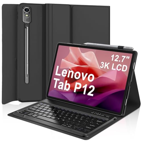 WINCHKING Tastatur Hülle für Lenovo Tab P12 12.7 Zoll 2023, Tastatur für Lenovo Tab P12 Tablet, Magnetisch Abnehmbarer, QWERTZ Layout (Schwarz) von WINCHKING