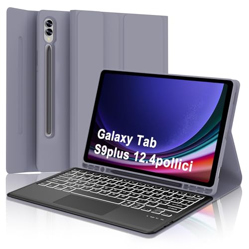 Tastatur für Samsung Galaxy Tab S10 Plus 2024, S9/S9FE Plus 12,4 Zoll, Cover Touchpad Bluetooth Italienisch Hintergrundbeleuchtung für S10+/S9+/S9 FE+ 12,4 Zoll, Violett von WINCHKING
