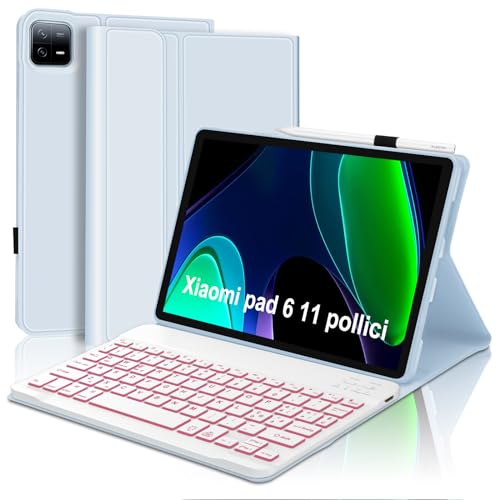 Tastatur für Xiaomi Pad 6/Pad 6 Pro 11 Zoll, Schutzhülle mit Tastatur für Xiaomi Pad 6 2023, abnehmbare magnetische Tastatur mit Bluetooth-Hintergrundbeleuchtung für Xiaomi 6/6 Pro 11 Zoll 2023, von WINCHKING