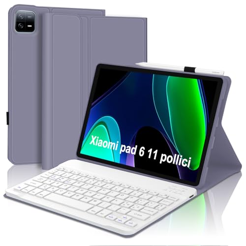 WINCHKING Tastatur für Xiaomi Pad6 11 Zoll 2023, italienisches Layout, Schutzhülle für 11 Zoll mit Stifthalter, schlanke Bluetooth-Tastatur, magnetisch, abnehmbar, Lavendelviolett von WINCHKING