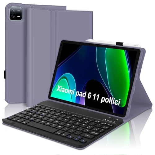 WINCHKING Tastatur für Xiaomi Pad6 11 Zoll 2023, italienisches Layout, Schutzhülle für 11 Zoll mit Stifthalter, schlanke Bluetooth-Tastatur, magnetisch, abnehmbar, Lavendelviolett von WINCHKING