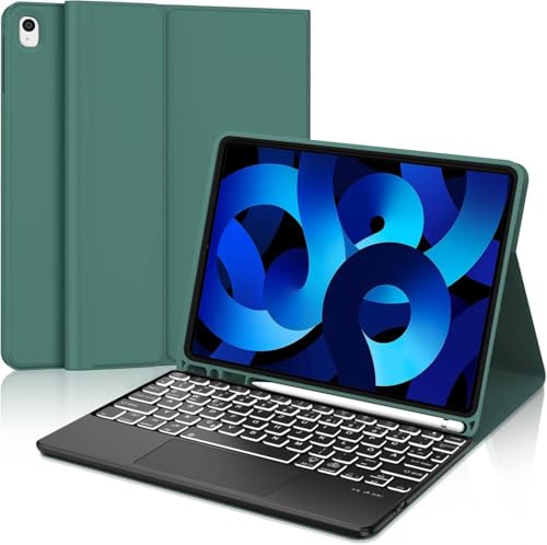 WINCHKING iPad Air 5 Generation Hülle mit Tastatur, Tastatur mit Touchpad für iPad Air 4 gen und Pro 11 4/3/2/1 Gen, Abnehmbare Kabellose QWERTZ Layout, Schwarz von WINCHKING