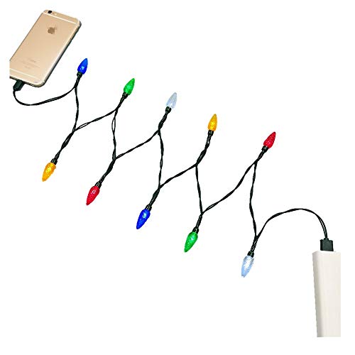 WIND Weihnachtslicht-Handy-Ladekabel, USB und Glühbirne, Ladekabel, 127 cm, 10 LEDs, mehrfarbig, Lightning für Phone 8-11/12/13/14, Pro, Pro Max von WIND