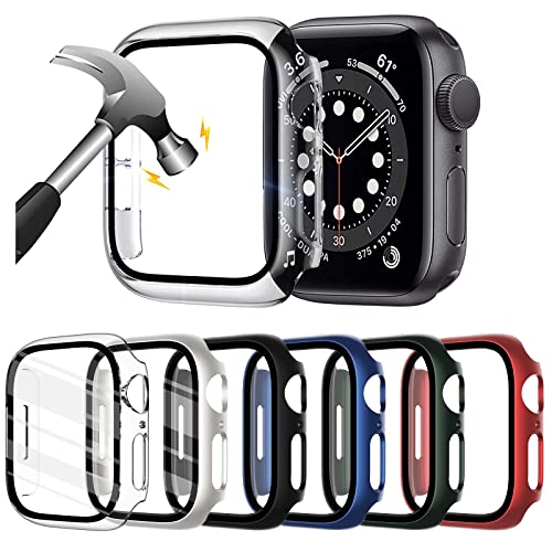 Wingle 6er-Pack kompatibel mit Apple Watch Displayschutzfolie 38 mm Serie 3 2 1, harte PC Bumper Sport Schutzhülle für iWatch 38 mm Herren Damen, Grün/Blau/Rot/Schwarz/Sternenlicht/Transparent von WINGLE