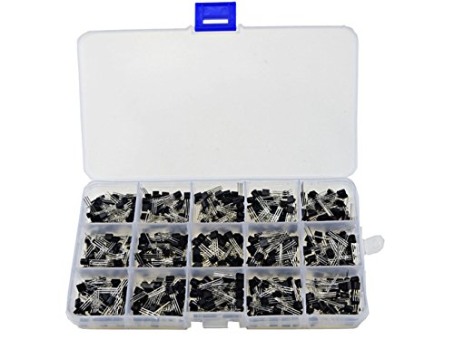 WINGONEER 600PCS 15Values 40-160V 50-600mA NPN PNP Power Transistor Sortiment Verschiedenes Kit 2N2222-S9018 Triode + Kunststoff Box von WINGONEER