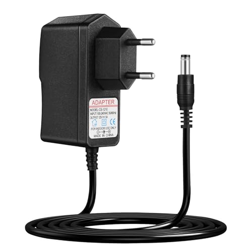 12V 1A Netzteil für CCTV Kameras - EU Stecker mit LED-Anzeige, 1m Kabel (5.5x2.1mm DC, Schwarz) Schwer entflammbares Sicherheits-Netzgerät von WINOMO