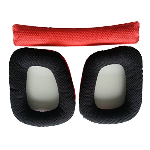 Winomo Paar Ersatz-Weichschaum-Ear Pads Ohrpolster mit Head Beam Kissen Kopfhörer (Rot+Schwarz) von WINOMO