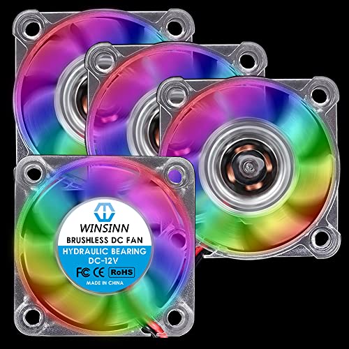 WINSINN 40mm RGB Lüfter 12V, LED Bunter 3D Drucker Mikro 12 Volt Lüfter 4010 Hydrauliklager, Bürstenlose Kühlung 40mm x 10mm 2PIN (4er Pack) von WINSINN