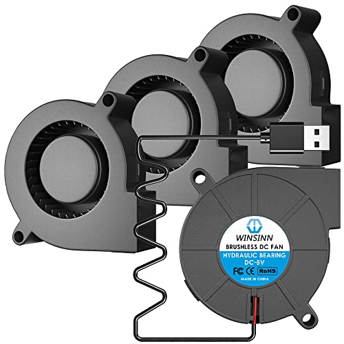 WINSINN 5015 Tiny Cooling USB Blower Fan 5V, 50mm Micro Mini USB 5 Volt Fans Blower Turbine Turbo Hydraulisches Lager, 1000mm/39in Kabel Brushless Cooling 50mmx15mm (4er Pack) von WINSINN