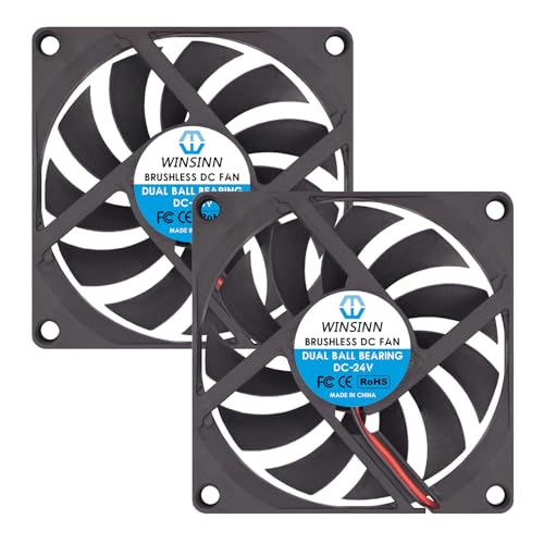 WINSINN DC 80 mm Lüfter 24 V 8010 Doppelkugellager bürstenlose Kühlung 80 x 10 mm 2-polig (2 Stück) von WINSINN