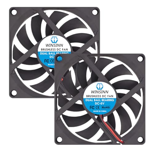 WINSINN DC 80 mm Lüfter 5 V 8010 Doppelkugellager bürstenlose Kühlung 80 x 10 mm 2-polig (2 Stück) von WINSINN