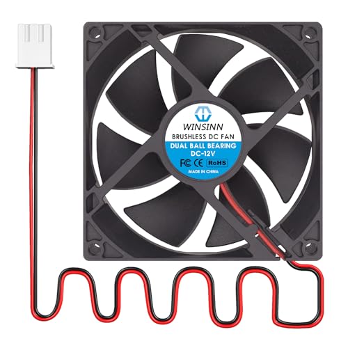 WINSINN 92mm 12V Lüfter - Dual-Kugellager, 3500 RPM, 9225, Lüfter für Computergehäuse, 3D-Drucker und DIY-Projekte, 30cm Kabel mit XH2.54-2PIN, Bürstenlos 92x25mm von WINSINN