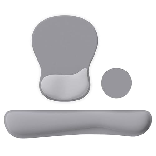 WINTOJO Handgelenkauflage für Mauspad, Tastatur-Set, Kreis-Untersetzer, Gaming-Mauspad, ergonomisches Gel-Memory-Schaum-Set für Computer, Laptop, Büro, Schmerzlinderung, bequemes Tippen, Grau KM-31 WINTOJO Handgelenkauflage für Mauspad, Tastatur-Set, Kreis-Untersetzer, Gaming-Mauspad, ergonomisches Gel-Memory-Schaum-Set für Computer, Laptop, Büro, Schmerzlinderung, bequemes Tippen, Grau KM-31 von WINTOJO