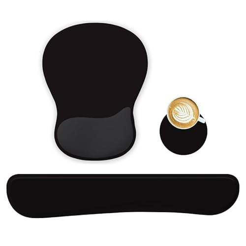 WINTOJO Handgelenkauflage für Mauspad, Tastatur-Set, Kreis-Untersetzer, Gaming-Mauspad, ergonomisches Gel-Memory-Schaum-Set für Computer, Laptop, Büro, Schmerzlinderung, bequemes Tippen, Schwarz KM-33 WINTOJO Handgelenkauflage für Mauspad, Tastatur-Set, Kreis-Untersetzer, Gaming-Mauspad, ergonomisches Gel-Memory-Schaum-Set für Computer, Laptop, Büro, Schmerzlinderung, bequemes Tippen, Schwarz KM-33 von WINTOJO