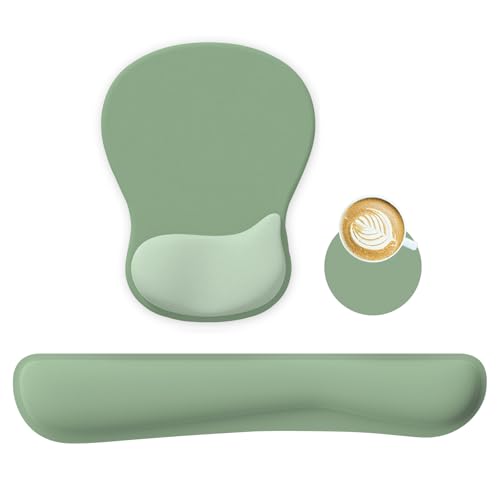 WINTOJO Handgelenkauflage für Mauspad, Tastatur-Set, Kreis-Untersetzer, Gaming-Mauspad, ergonomisches Gel-Memory-Schaum-Set für Computer, Laptop, Büro, Schmerzlinderung, bequemes Tippen, reines Grün WINTOJO Handgelenkauflage für Mauspad, Tastatur-Set, Kreis-Untersetzer, Gaming-Mauspad, ergonomisches Gel-Memory-Schaum-Set für Computer, Laptop, Büro, Schmerzlinderung, bequemes Tippen, reines Grün von WINTOJO