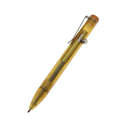 WIOKINY Bolt Pen PEI Amber Schreibstift mit Titan-Clip, glattes Schreiben, interessanter Ultem EDC-Stift (bernsteinfarben (kurz)) von WIOKINY