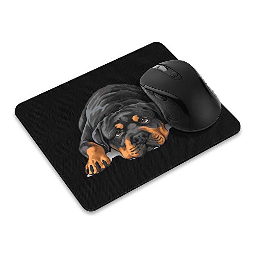 Rutschfestes, rechteckiges Mauspad, WIRESTER Rottweiler Hund liegend nach oben schauendes Mauspad für Zuhause, Büro und Gaming-Schreibtisch von WIRESTER