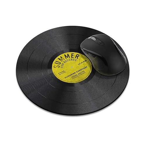 Wirester rutschfestes rundes Mauspad, Vintage-Vinyl-Schallplatten, gelb, Mauspad für Zuhause, Büro und Gaming Schreibtisch Wirester rutschfestes rundes Mauspad, Vintage-Vinyl-Schallplatten, gelb, Mauspad für Zuhause, Büro und Gaming Schreibtisch von WIRESTER