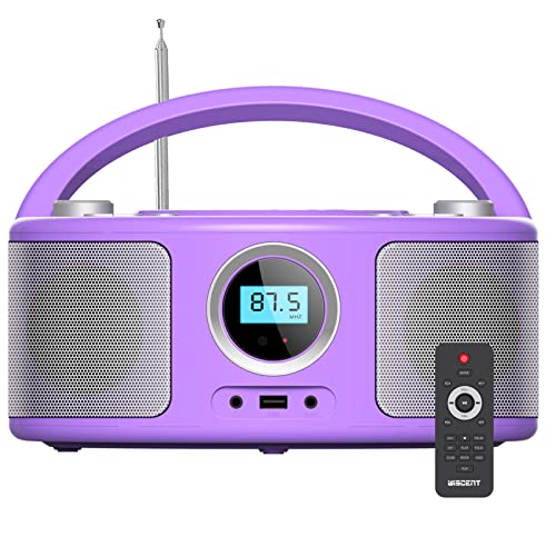 Tragbarer CD-Player Boombox,CD-MP3 Player,CD/CD-R,USB,FM Radio,AUX-In,CD Player Radio,Stereoanlage,Kompaktanlage CD-Boombox(WTB-791) (Violett) von WISCENT