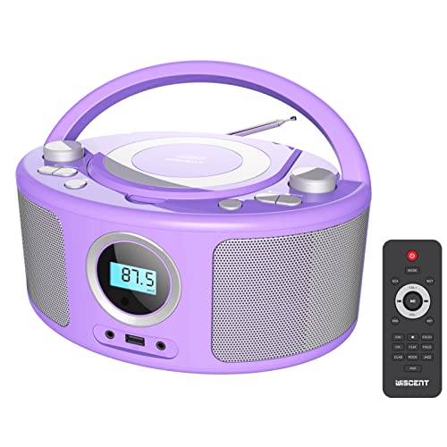 Tragbarer CD-Player Boombox mit Bluetooth | Fernsteuerung | FM-Radio | USB | MP3-Wiedergabe | Kompatibel mit CD-R/CD-RW, Radio CD-Player von WISCENT
