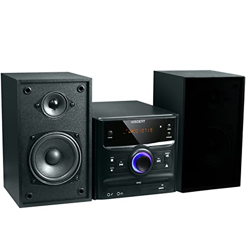 WISCENT HiFi-System Stereo-Systeme mit Bluetooth (CD-Player, DVD-Player, UKW-Radio, USB, AUX-Eingang, 30W), HiFi-System Micro Music Sound von WISCENT