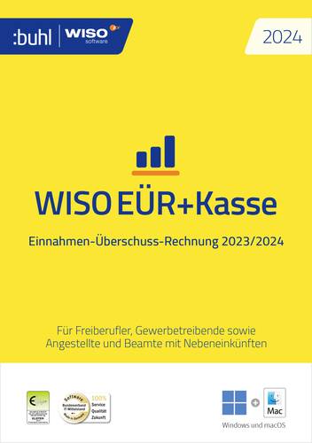 WISO EÜR+Kasse 2024 Vollversion, 1 Lizenz Windows, Mac Finanz-Software von WISO