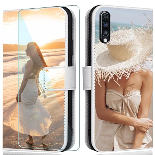 WISTFULNAI Personalisierte Leder Handyhülle + 1 Stück Schutz Glas für Samsung Galaxy A30s,Individuelle Text Bildern Flip Klapphüllen,Hülle mit Foto für Samsung Galaxy A30s - White-ZW WISTFULNAI Personalisierte Leder Handyhülle + 1 Stück Schutz Glas für Samsung Galaxy A30s,Individuelle Text Bildern Flip Klapphüllen,Hülle mit Foto für Samsung Galaxy A30s - White-ZW von WISTFULNAI