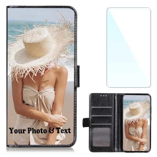 WISTFULNAI Personalisierte Leder Handyhülle + 1 Stück Schutz Glas für Samsung Galaxy A52s,Individuelle Text Bildern Flip Klapphüllen,Hülle mit Foto für Samsung Galaxy A52s - Black-KS WISTFULNAI Personalisierte Leder Handyhülle + 1 Stück Schutz Glas für Samsung Galaxy A52s,Individuelle Text Bildern Flip Klapphüllen,Hülle mit Foto für Samsung Galaxy A52s - Black-KS von WISTFULNAI