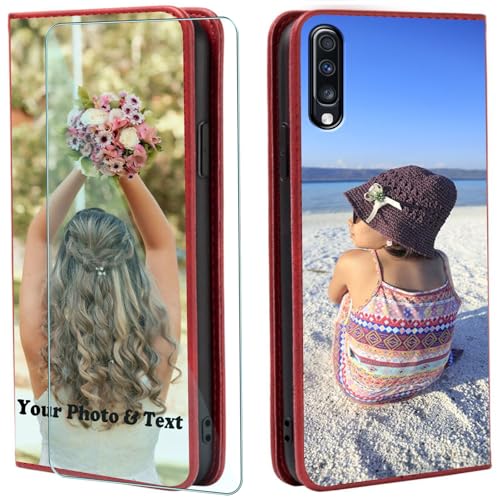 WISTFULNAI Personalisierte Leder Handyhülle + 1 Stück Schutz Glas für Samsung Galaxy A9 2018,Individuelle Text Bildern Flip Klapphüllen,Hülle mit Foto für Samsung Galaxy A9 2018 - Red-QC WISTFULNAI Personalisierte Leder Handyhülle + 1 Stück Schutz Glas für Samsung Galaxy A9 2018,Individuelle Text Bildern Flip Klapphüllen,Hülle mit Foto für Samsung Galaxy A9 2018 - Red-QC von WISTFULNAI