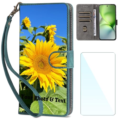 WISTFULNAI Personalisierte Leder Handyhülle + 1 Stück Schutz Glas für Samsung Galaxy Note20,Individuelle Text Bildern Flip Klapphüllen,Hülle mit Foto für Samsung Galaxy Note20 - Green-JU WISTFULNAI Personalisierte Leder Handyhülle + 1 Stück Schutz Glas für Samsung Galaxy Note20,Individuelle Text Bildern Flip Klapphüllen,Hülle mit Foto für Samsung Galaxy Note20 - Green-JU von WISTFULNAI