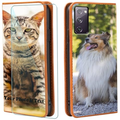 WISTFULNAI Personalisierte Leder Handyhülle + 1 Stück Schutz Glas für Samsung Galaxy S20 FE,Individuelle Text Bildern Flip Klapphüllen,Hülle mit Foto für Samsung Galaxy S20 FE - Yellow-QC WISTFULNAI Personalisierte Leder Handyhülle + 1 Stück Schutz Glas für Samsung Galaxy S20 FE,Individuelle Text Bildern Flip Klapphüllen,Hülle mit Foto für Samsung Galaxy S20 FE - Yellow-QC von WISTFULNAI
