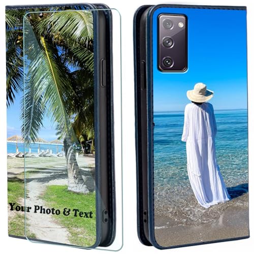 WISTFULNAI Personalisierte Leder Handyhülle + 1 Stück Schutz Glas für Samsung Galaxy S20 Plus,Individuelle Text Bildern Flip Klapphüllen,Hülle mit Foto für Samsung Galaxy S20 Plus - Blue-QC WISTFULNAI Personalisierte Leder Handyhülle + 1 Stück Schutz Glas für Samsung Galaxy S20 Plus,Individuelle Text Bildern Flip Klapphüllen,Hülle mit Foto für Samsung Galaxy S20 Plus - Blue-QC von WISTFULNAI