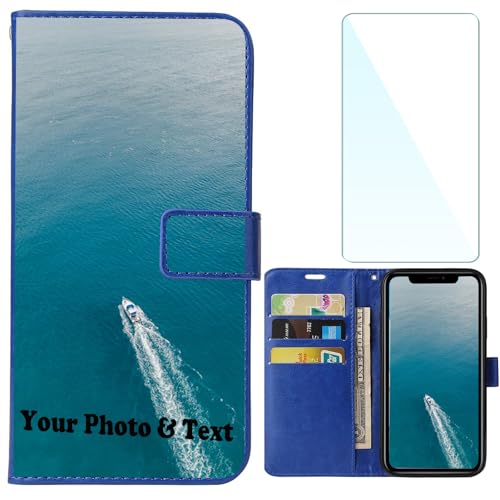 WISTFULNAI Personalisierte Leder Handyhülle + 1 Stück Schutz Glas für Samsung Galaxy S9 Plus,Individuelle Text Bildern Flip Klapphüllen,Hülle mit Foto für Samsung Galaxy S9 Plus - Blue-HZ WISTFULNAI Personalisierte Leder Handyhülle + 1 Stück Schutz Glas für Samsung Galaxy S9 Plus,Individuelle Text Bildern Flip Klapphüllen,Hülle mit Foto für Samsung Galaxy S9 Plus - Blue-HZ von WISTFULNAI