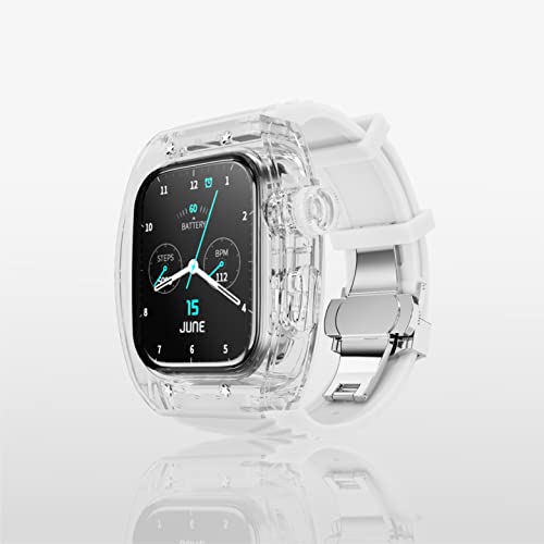 WITEBOCS Luxuriöse transparente Hartschale für Apple Watch Serie 4 5 6 7 8 & SE – 44 mm oder 45 mm, Designer-Silikonband, militärischer Schutz mit robustem Bumper und vollständiger Abdeckung von WITEBOCS