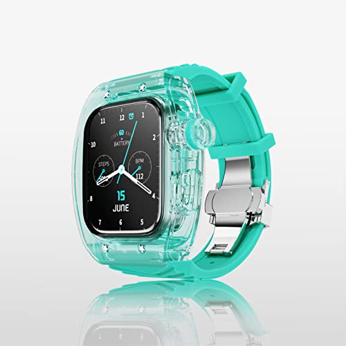WITEBOCS Luxuriöse transparente Hartschale für Apple Watch Serie 4 5 6 & SE – 44 mm, Designer-Silikonband, Schutz in Militärqualität, mit robuster Stoßstange und vollständiger Abdeckung, leicht und von WITEBOCS