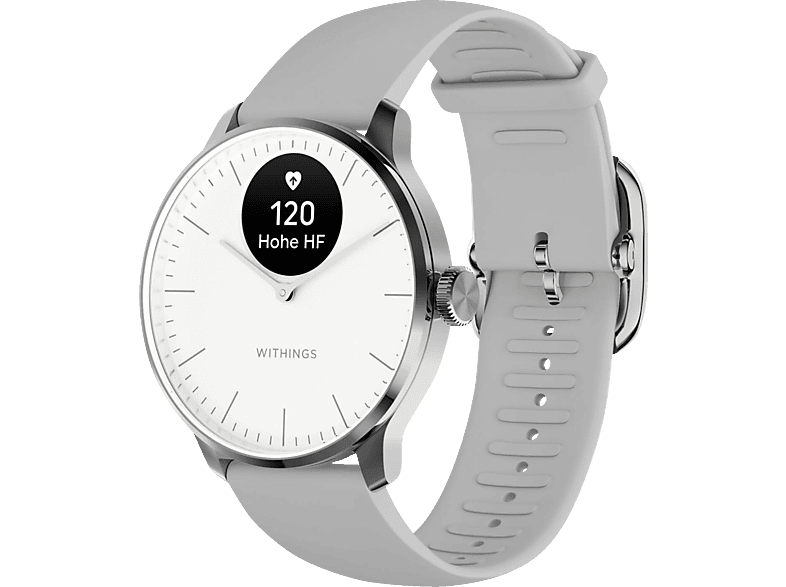 WITHINGS ScanWatch Light Smartwatch Edelstahl Armbandmaterial: Edelstahl, Kautschuk, 37 mm, Weiß von WITHINGS