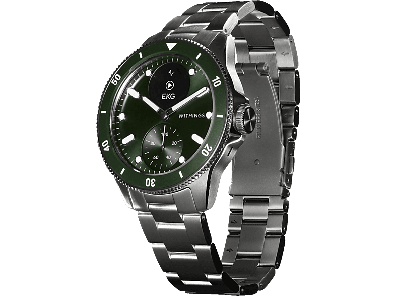 WITHINGS ScanWatch Smartwatch Edelstahl Edelstahl, Uni, Silber/Grün von WITHINGS