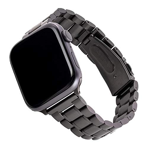 WITHit Ersatzarmband kompatibel mit Apple Watch (schwarz, Edelstahl, 42/44/45/49 mm) von WITHit