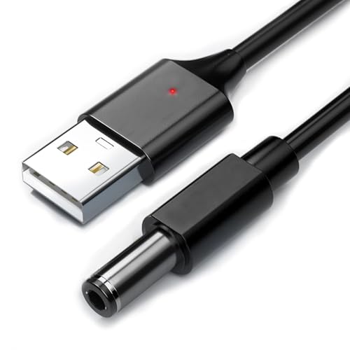 WITRNCPY USB-Stromkabel Typ-A QC-Trigger-Kabel [QC2.0/3.0-kompatibel] DC-Stecker Außendurchmesser 5,5 mm/Innendurchmesser 2,5 （2,1 mm ） (12V mit Kontrollleuchte) von WITRNCPY