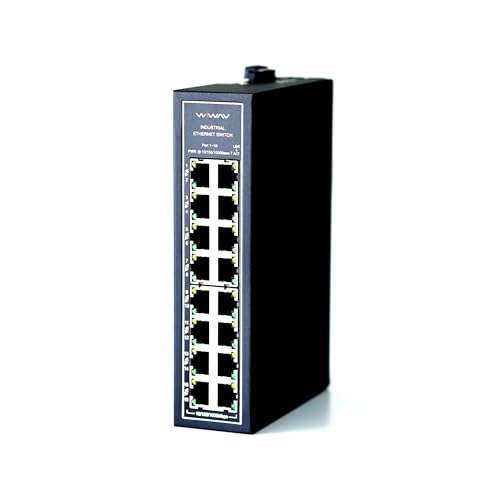 WIWAV WDH-16GT-DC 10/100/1000Mbps Nicht verwaltete 16-Port-Gigabit-Industrie-Ethernet-Switches mit DIN-Schiene/Wandhalterung (Liste der UL, lüfterlos, -30°C ~ 75°C) von WIWAV