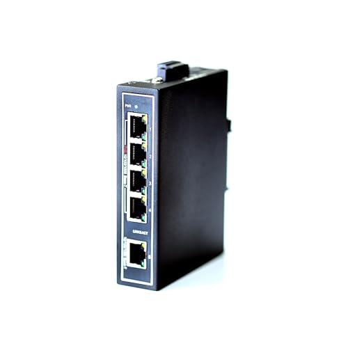 WIWAV WDH-5GT-POE 10/100/1000Mbps Nicht verwaltete 5-Port-PoE-Industrial-Ethernet-Switches mit DIN-Schiene/Wandhalterung (UL-gelistet, lüfterlos, -30 ℃ ~ 75 ℃) von WIWAV