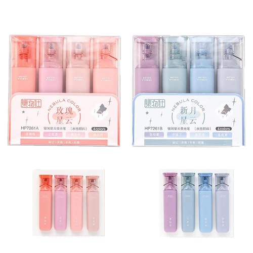 WIWIDANG Glitzer-Textmarker, Glitzer-Textmarker für funkelndes Notizen-Tagebuch, 4 Stück, glitzernde Textmarker, wischfest, flexibel, Glitzer-Textmarker (Rosa+Blau) von WIWIDANG