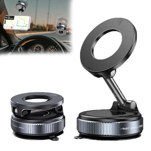WIWIDANG Snanlen 360°Magnetic Suction Phone Mount - The Ultimate Hands-Free Holder, Dreiachsig Faltbare Vakuum-Autohalterung, passend für alle Smartphones (Schwarz) von WIWIDANG