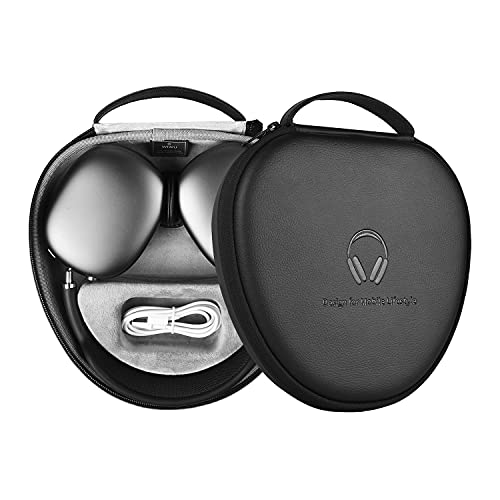 WIWU AirPods Max Hülle mit Schlafmodus, verbesserte Smart-Hülle für Kopfhörer, ultradünne Reise-Tragetasche mit Staying Power, Hartschalen-Aufbewahrungstasche (schwarz) von WIWU