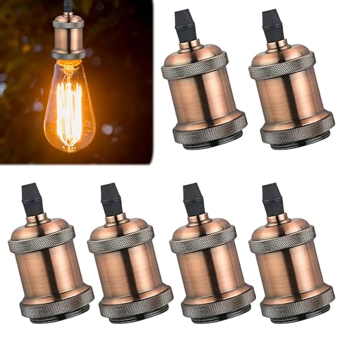 E27 Vintage Lampenfassung Glühbirnen Fassung: WIYETY 6 Stücke Vintage Edison Lampenfassung, Hochwertige Lampenfassung aus Aluminium, Pendelleuchte Adapter für Deckenleuchten DIY-Wandleuchte, Rotbronze E27 Vintage Lampenfassung Glühbirnen Fassung: WIYETY 6 Stücke Vintage Edison Lampenfassung, Hochwertige Lampenfassung aus Aluminium, Pendelleuchte Adapter für Deckenleuchten DIY-Wandleuchte, Rotbronze von WIYETY
